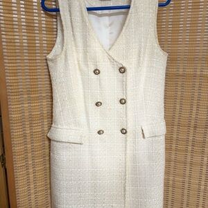 Zara Cream Double-Breasted Mini Dress